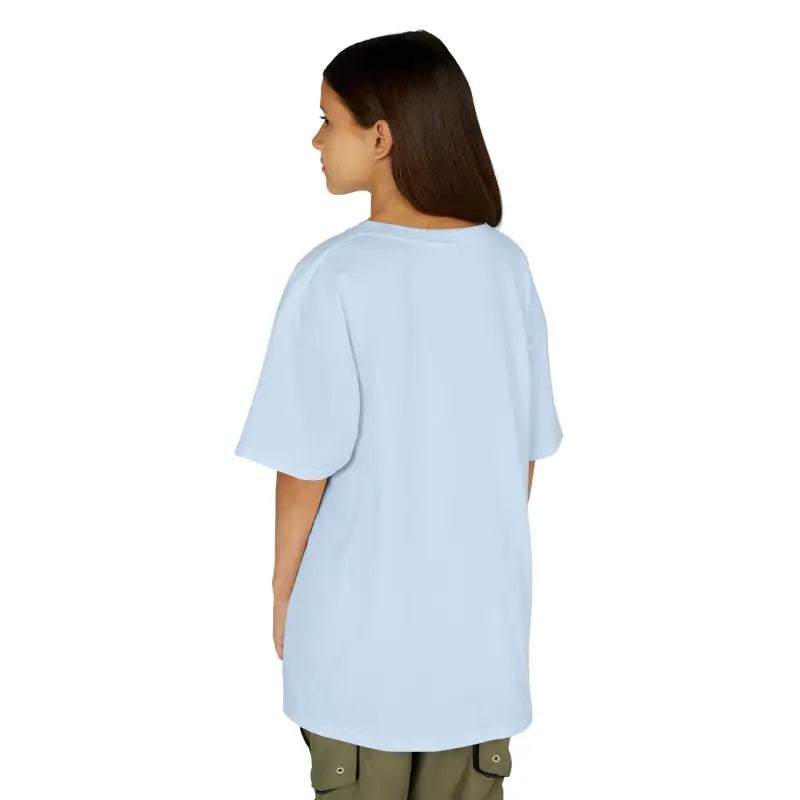 Light blue oversized t-shirt shown from the back.