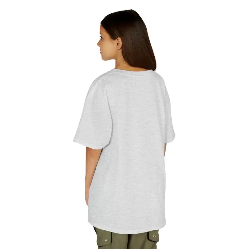 White oversized t-shirt with short sleeves shown from the back.
