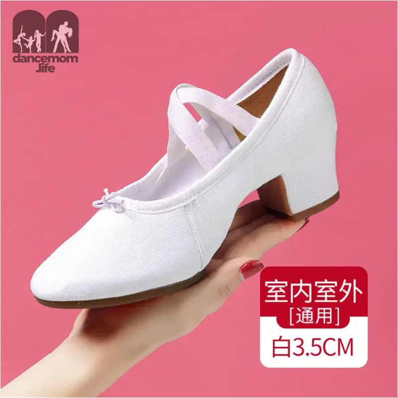 White canvas dance shoe.