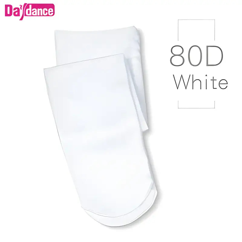 White dance sock with ’80D’ denier thickness.