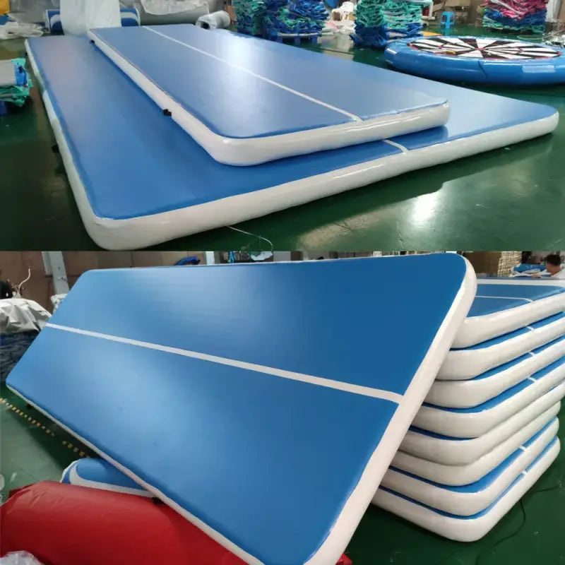 Inflatable AirTrack Gym Mat – PVC DWF Tumbling Mat for Gymnastics Cheer Taekwondo & Home Use (3m–10m Lengths) - Blue
