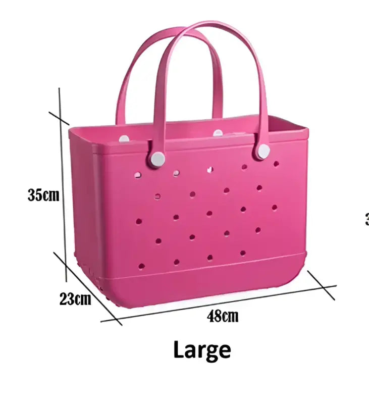 Pink perforated tote bag.