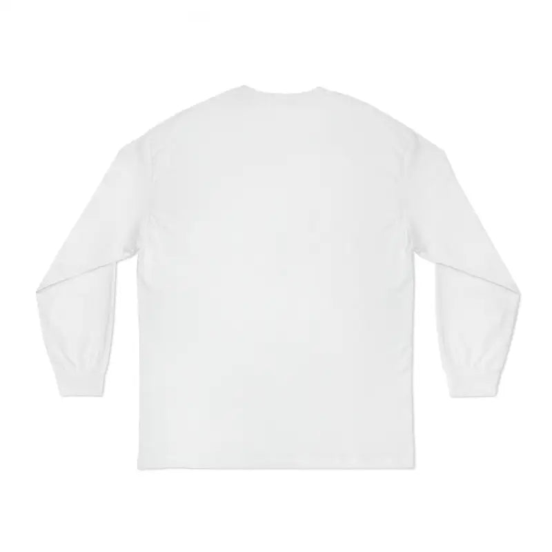 Plain white long-sleeve t-shirt.