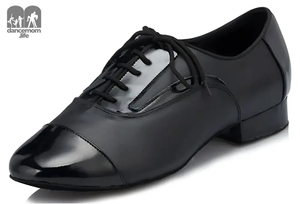 Black leather ballroom dance shoe.