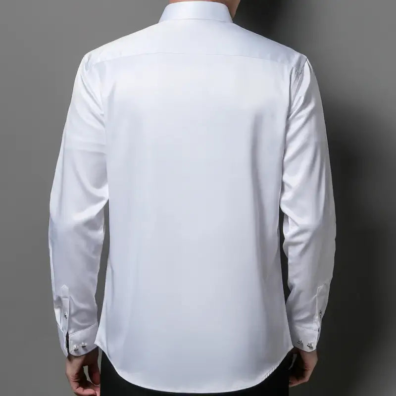 White long-sleeved dress shirt.