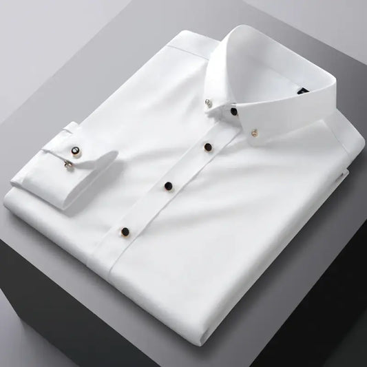 Folded white dress shirt.