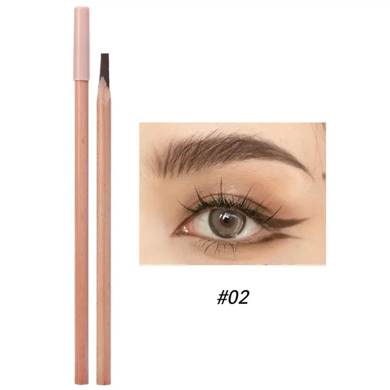 Eyebrow pencil and eye makeup.