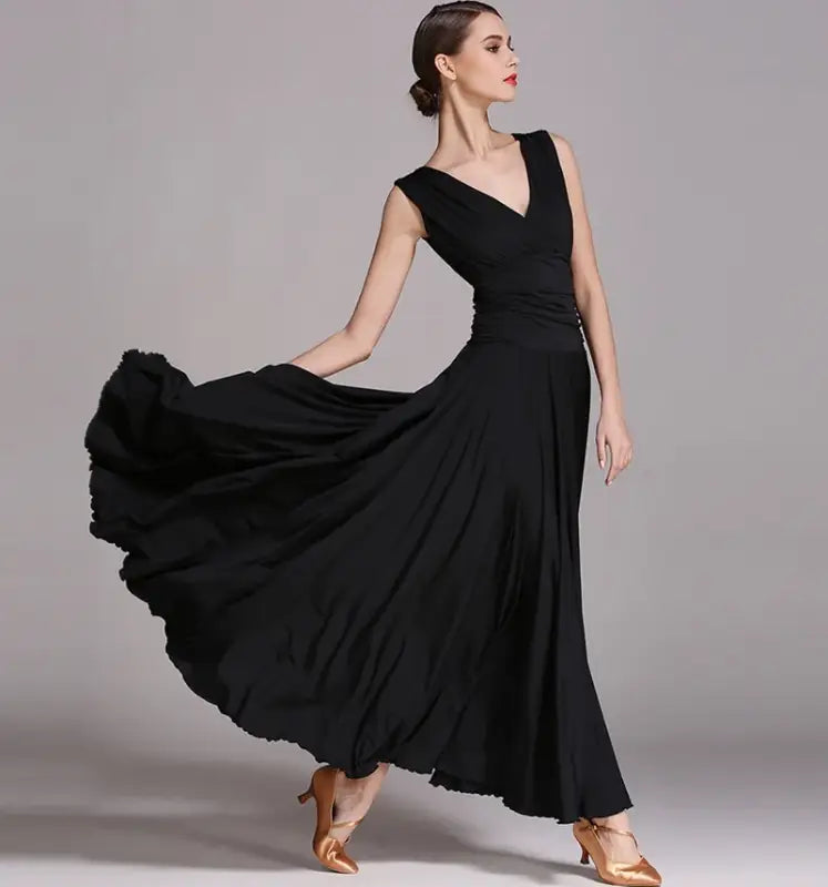 Elegant black ballroom dress.