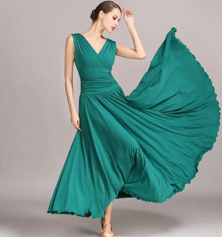 Elegant green ballroom dress.