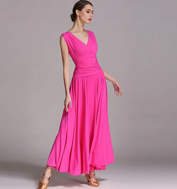 Elegant fuchsia ballroom gown.