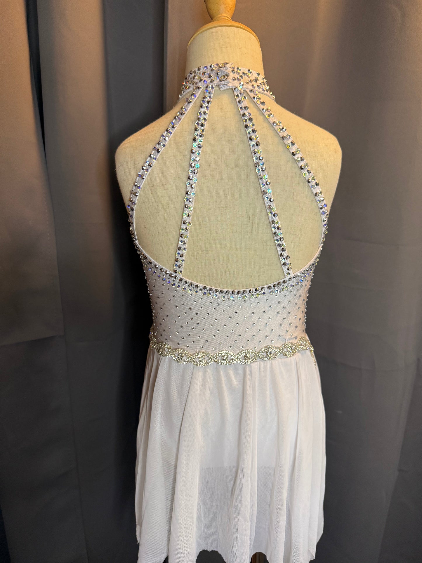 Pearl Whispers - White Pearl & Crystal Dance Costume (Size 6)