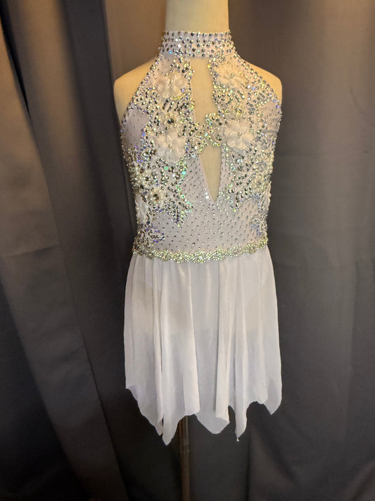Pearl Whispers - White Pearl & Crystal Dance Costume (Size 6)