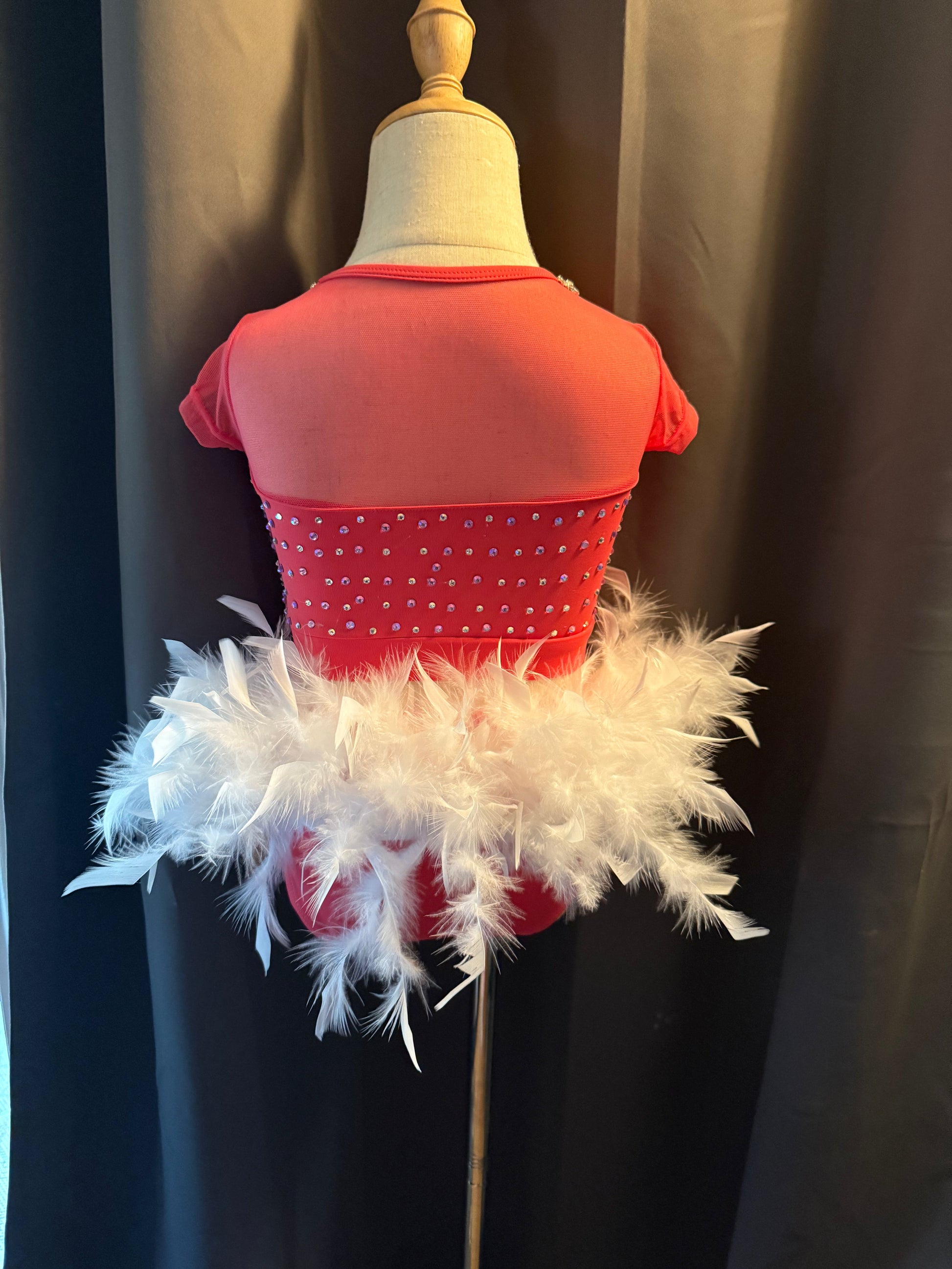 Pink Sugar – Sassy 2-Piece Jazz Costume with White Feathers & Real Crystals - Child Small