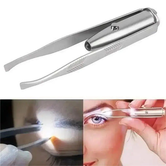 Illuminated stainless steel tweezers.