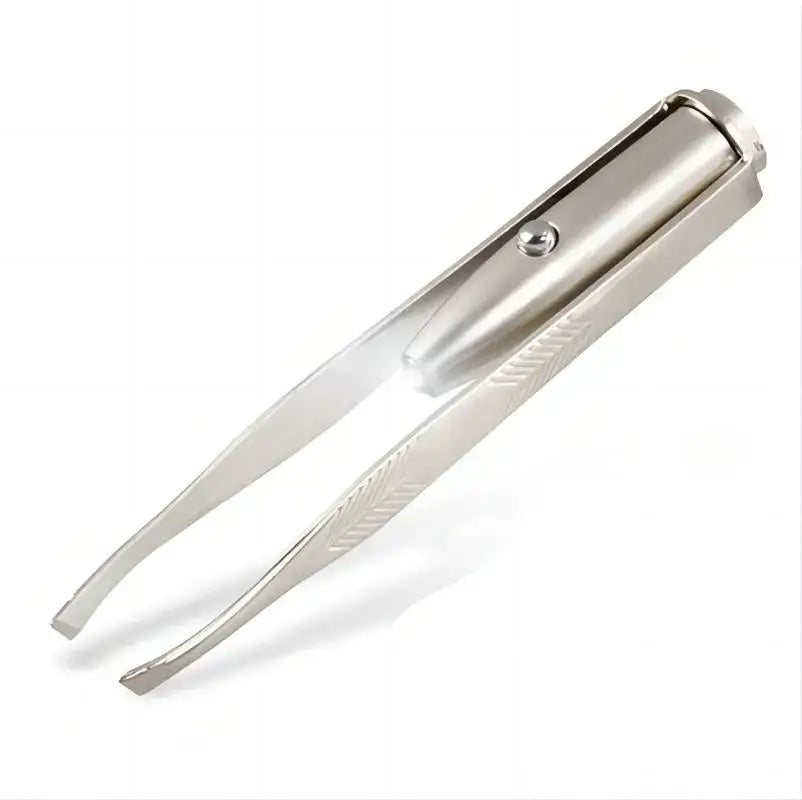 Illuminated stainless steel tweezers.