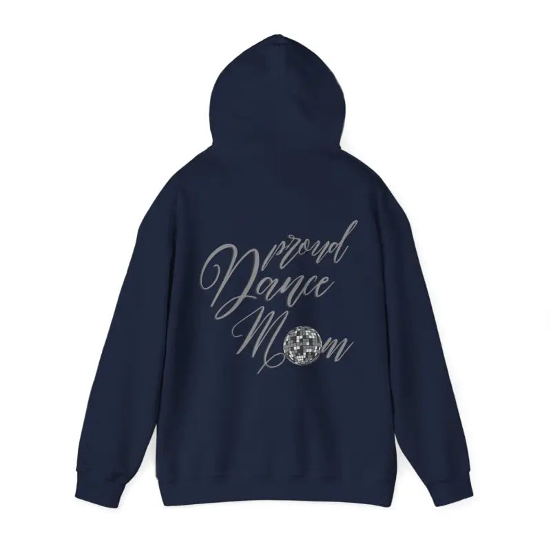 Navy blue hoodie with ’Dance Mom’ text and a sparkly design on the back.