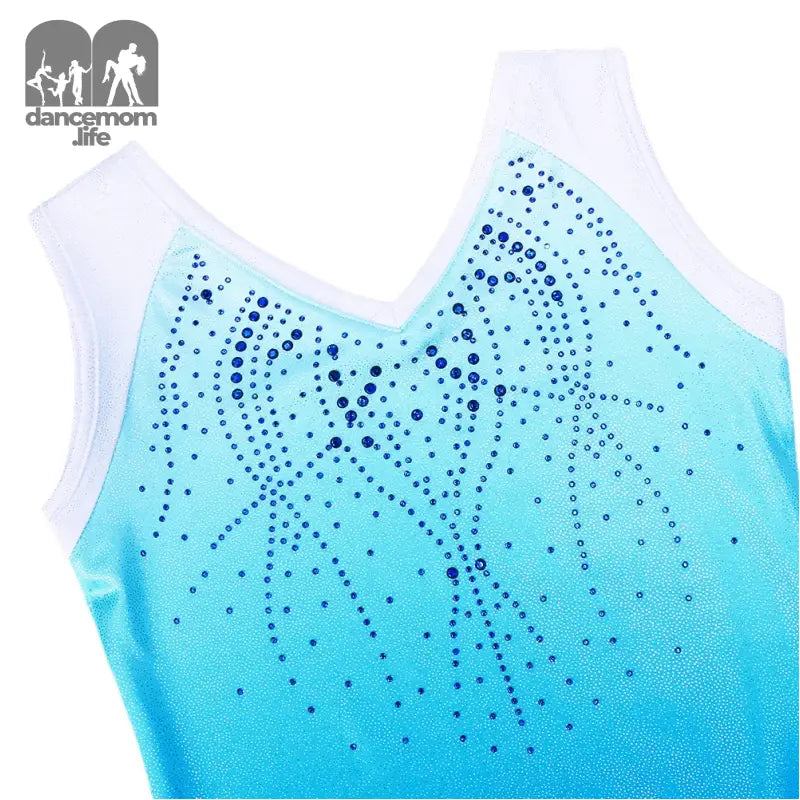 Blue and white embellished leotard.