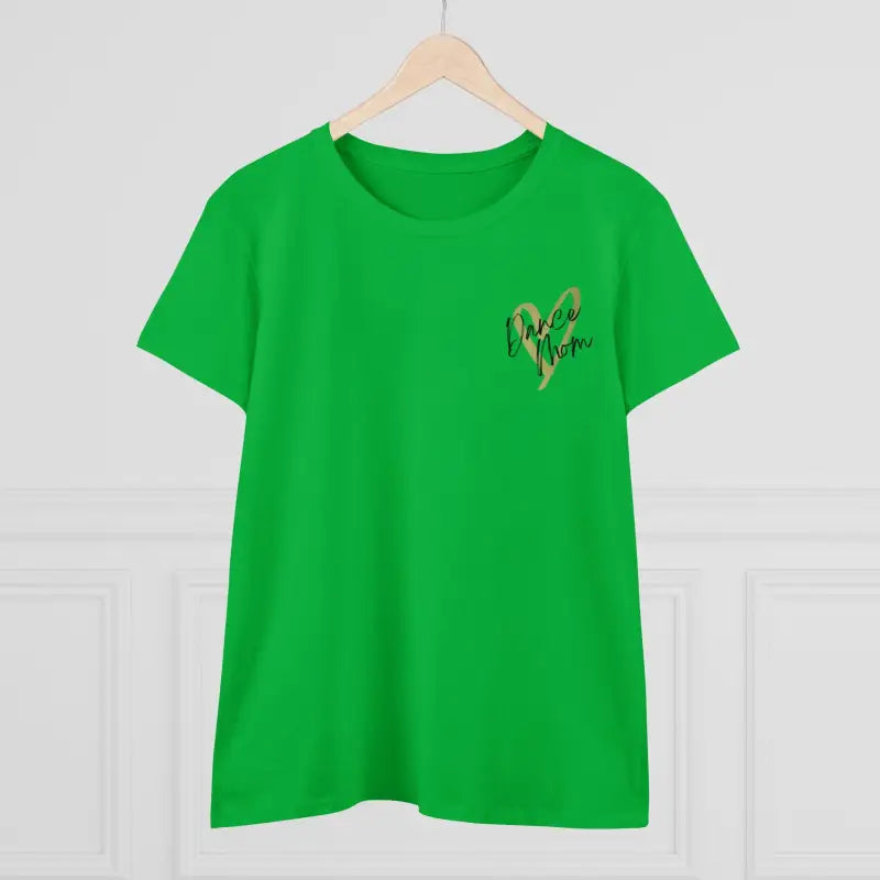 Bright green t-shirt with a small decorative design on the chest.