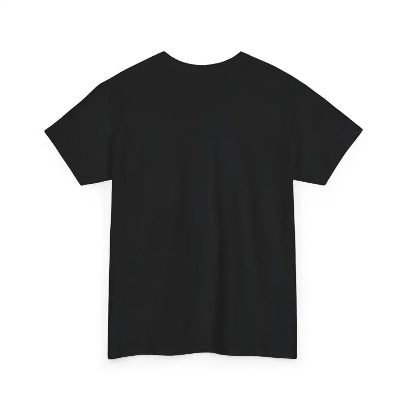 Plain black t-shirt with short sleeves.