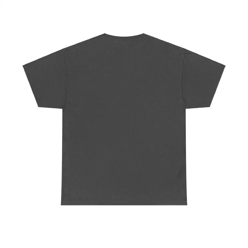 Plain dark gray t-shirt with short sleeves.