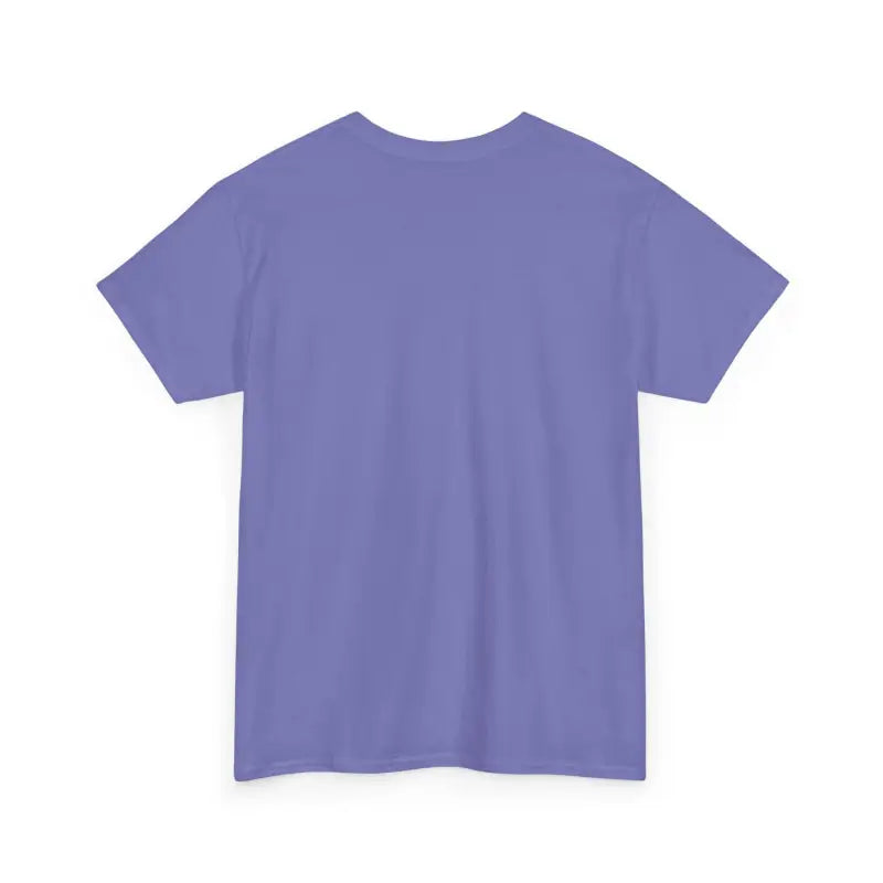 Purple crew neck t-shirt.