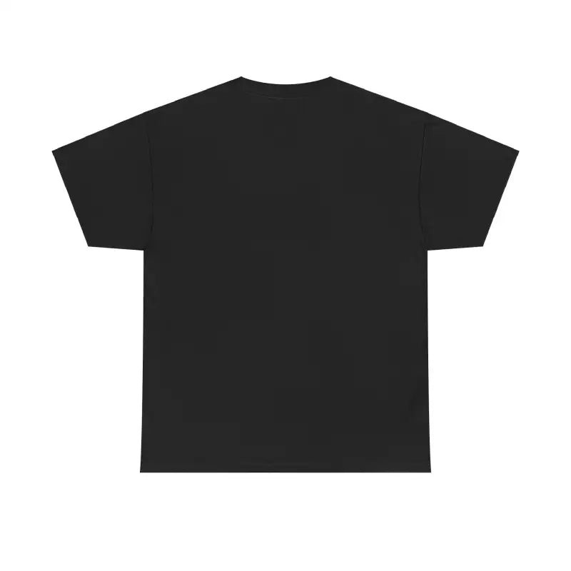 Plain black t-shirt with short sleeves.