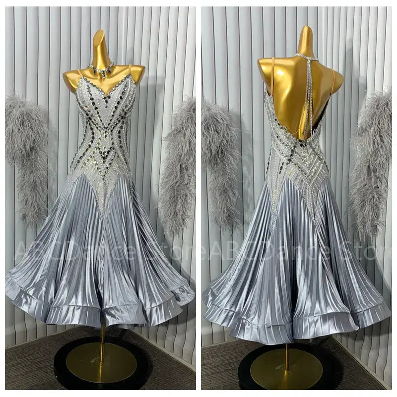 Women’s Ballroom Dance Dress – Smooth Tango Waltz Swing Competition Costume - As shown in picture / L