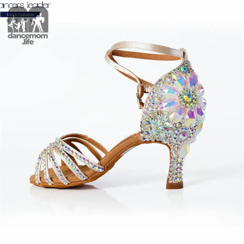 Rhinestone-covered ballroom dance shoe.