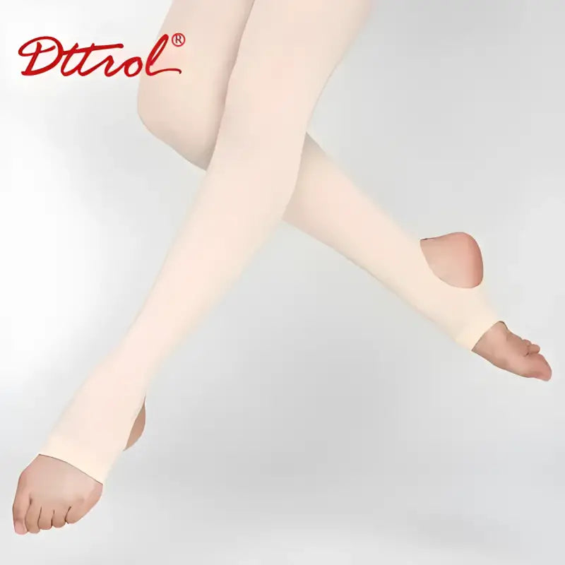 Pale pink dance or ballet tights with open feet.