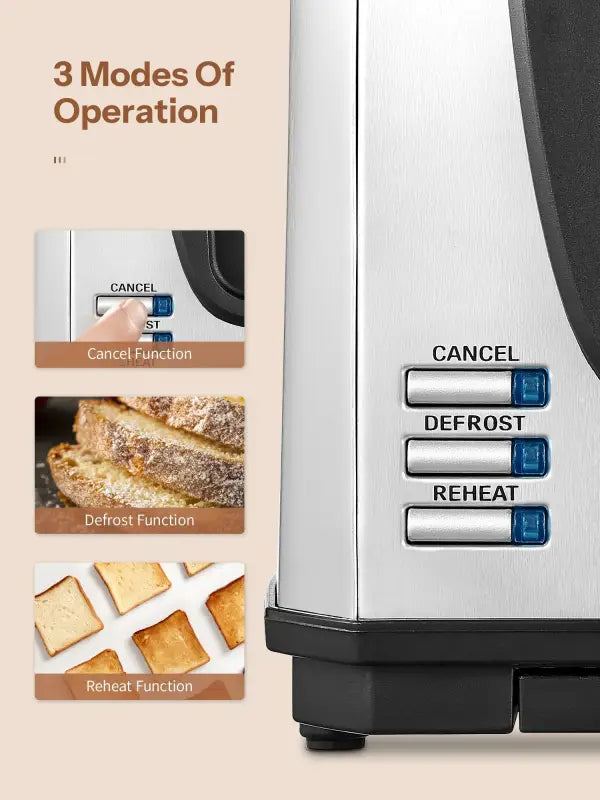 Toaster with three operation modes.