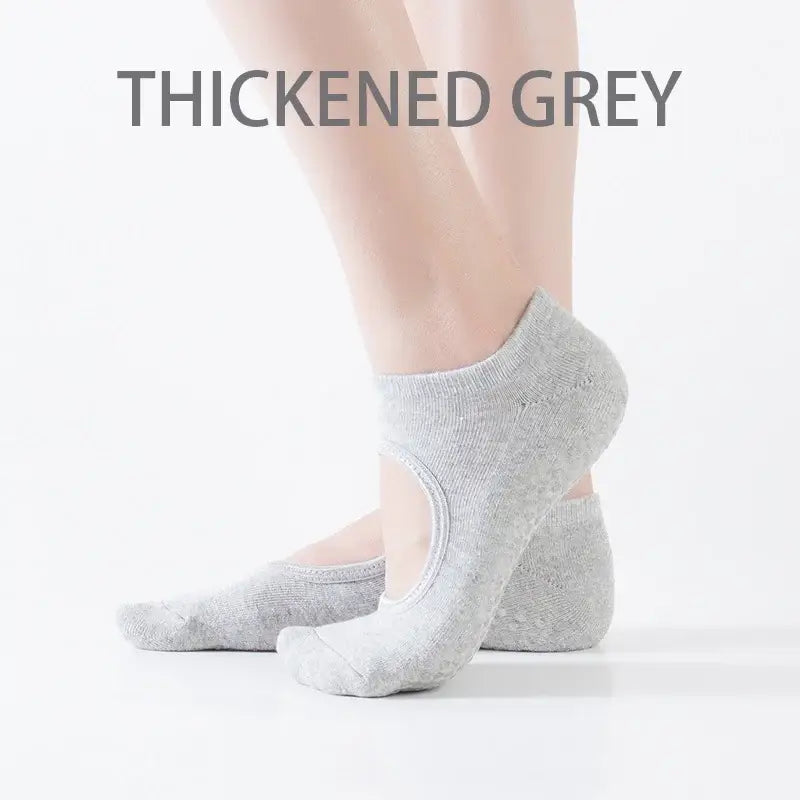 Grey low-cut socks.