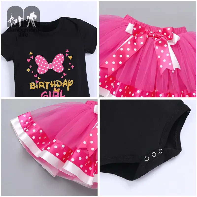 1/2 1St 2Nd Birthday Girl Outfit Baby Romper Polka Dot Tutu Skirt Bowknot Headband Costume for Cake Smash Photo Shoot