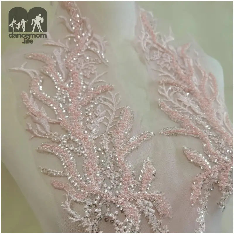 1Pair Beaded Lace Embroidery Big Flower Patch Children'S Wedding Dress Costume DIY Decorative Flower Flower Stickers (Pink A)