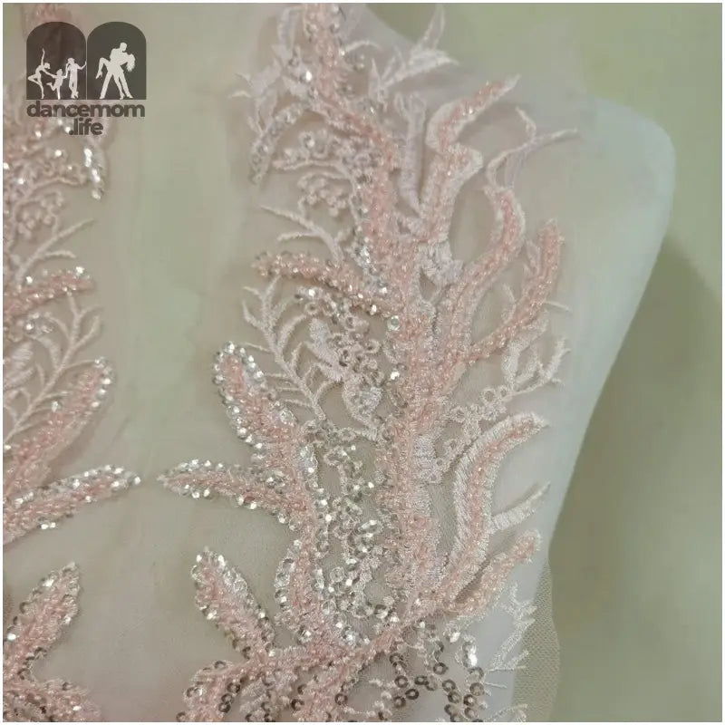 1Pair Beaded Lace Embroidery Big Flower Patch Children'S Wedding Dress Costume DIY Decorative Flower Flower Stickers (Pink A)