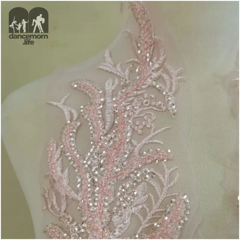 1Pair Beaded Lace Embroidery Big Flower Patch Children'S Wedding Dress Costume DIY Decorative Flower Flower Stickers (Pink A)