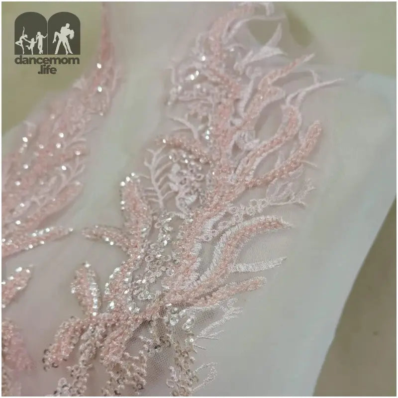 1Pair Beaded Lace Embroidery Big Flower Patch Children'S Wedding Dress Costume DIY Decorative Flower Flower Stickers (Pink A)