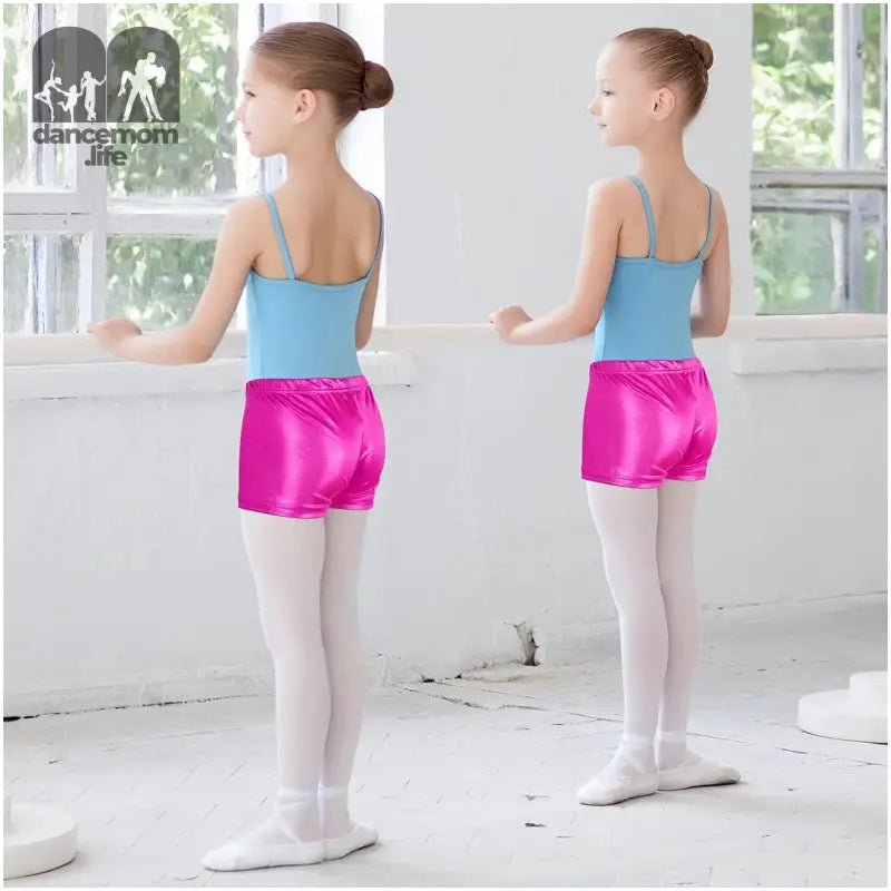 2 Packs Girls Gymnastics Shorts Tumbling Glitter Ballet Dance Shorts Athletic Shorts Sparkle Yoga Shorts