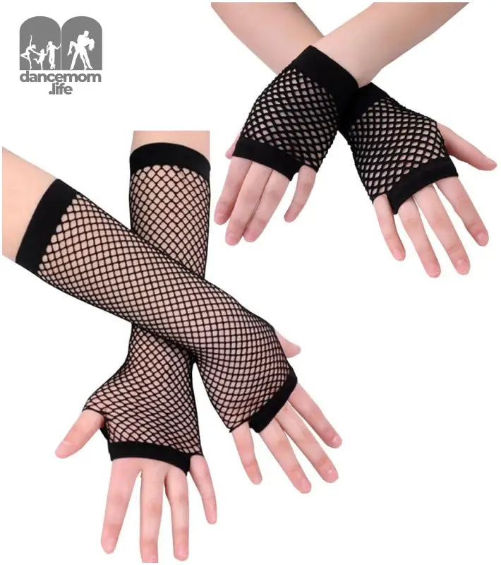 2 Pairs Long Short Fishnet Gloves 80S Goth Punk Rock Fingerless Fishnet Gloves for Club Costume Halloween Party