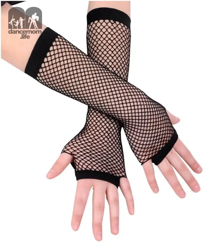 2 Pairs Long Short Fishnet Gloves 80S Goth Punk Rock Fingerless Fishnet Gloves for Club Costume Halloween Party