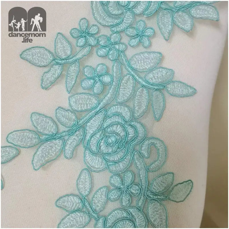 2Pair Lace Embroidery Big Flower Patch Children'S Wedding Dress Costume DIY Decorative Flower Flower Stickers (Light Blue E)