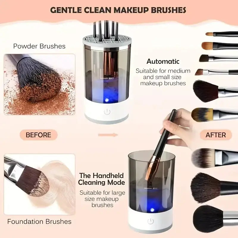 Makeup brush cleaning device.