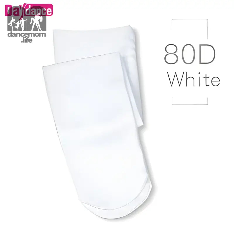 White dance sock with ’80D’ denier thickness.