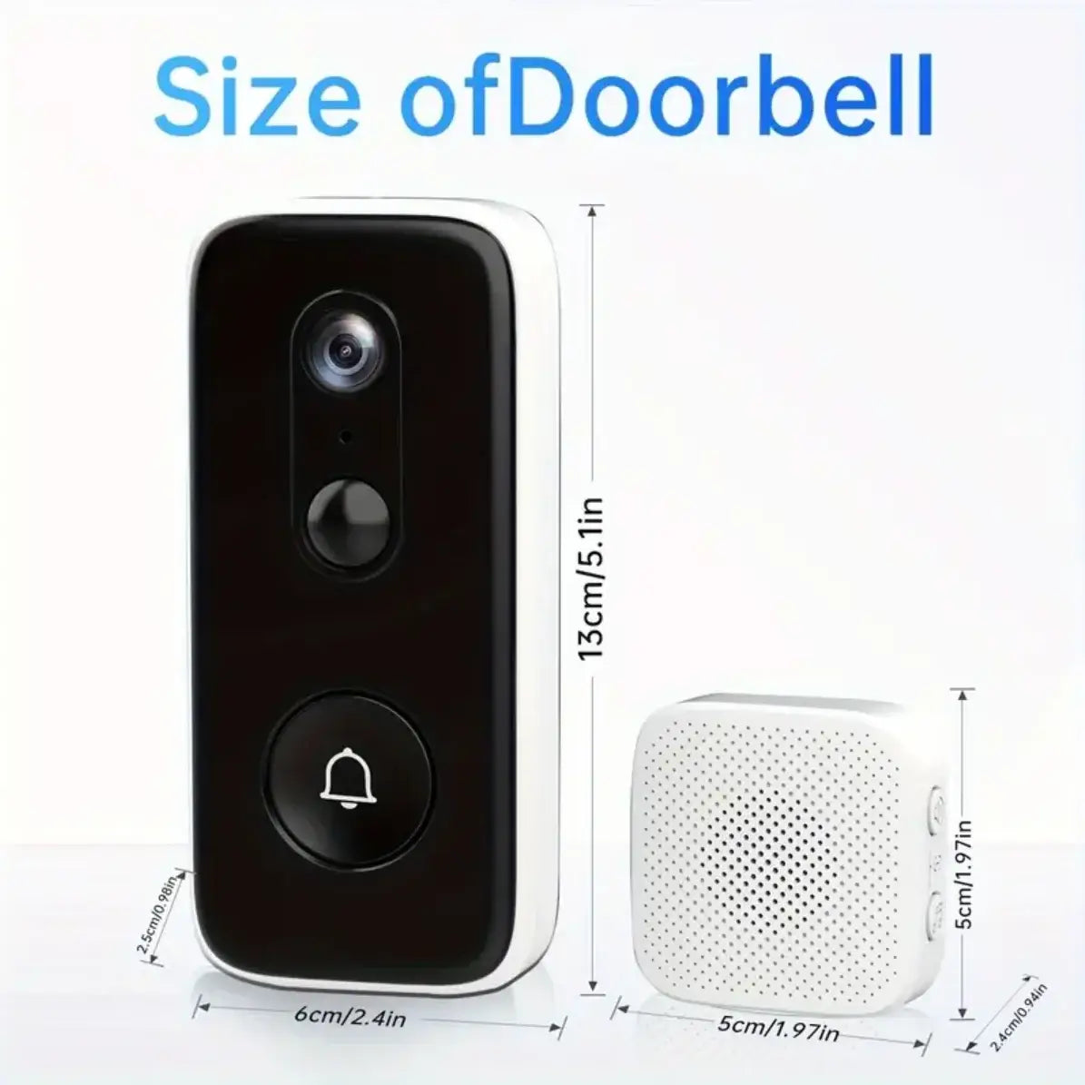 2K Wireless Doorbell Camera Intelligent Visual Doorbell Home Intercom HD Night Vision 2.4GWiFi Rechargeable Security