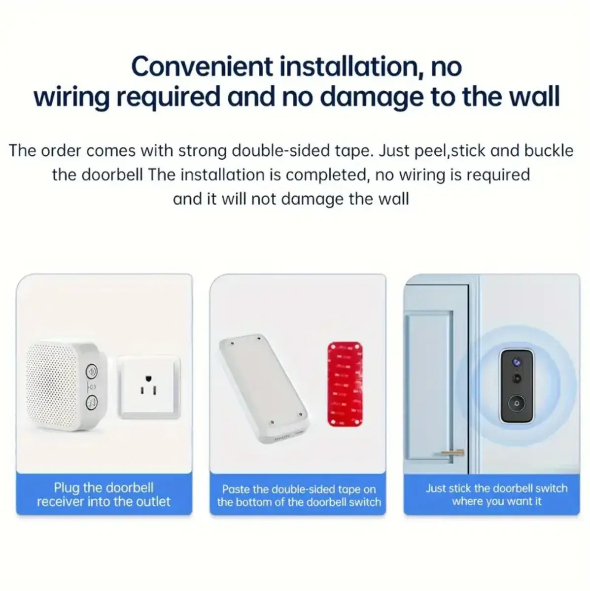 2K Wireless Doorbell Camera Intelligent Visual Doorbell Home Intercom HD Night Vision 2.4GWiFi Rechargeable Security