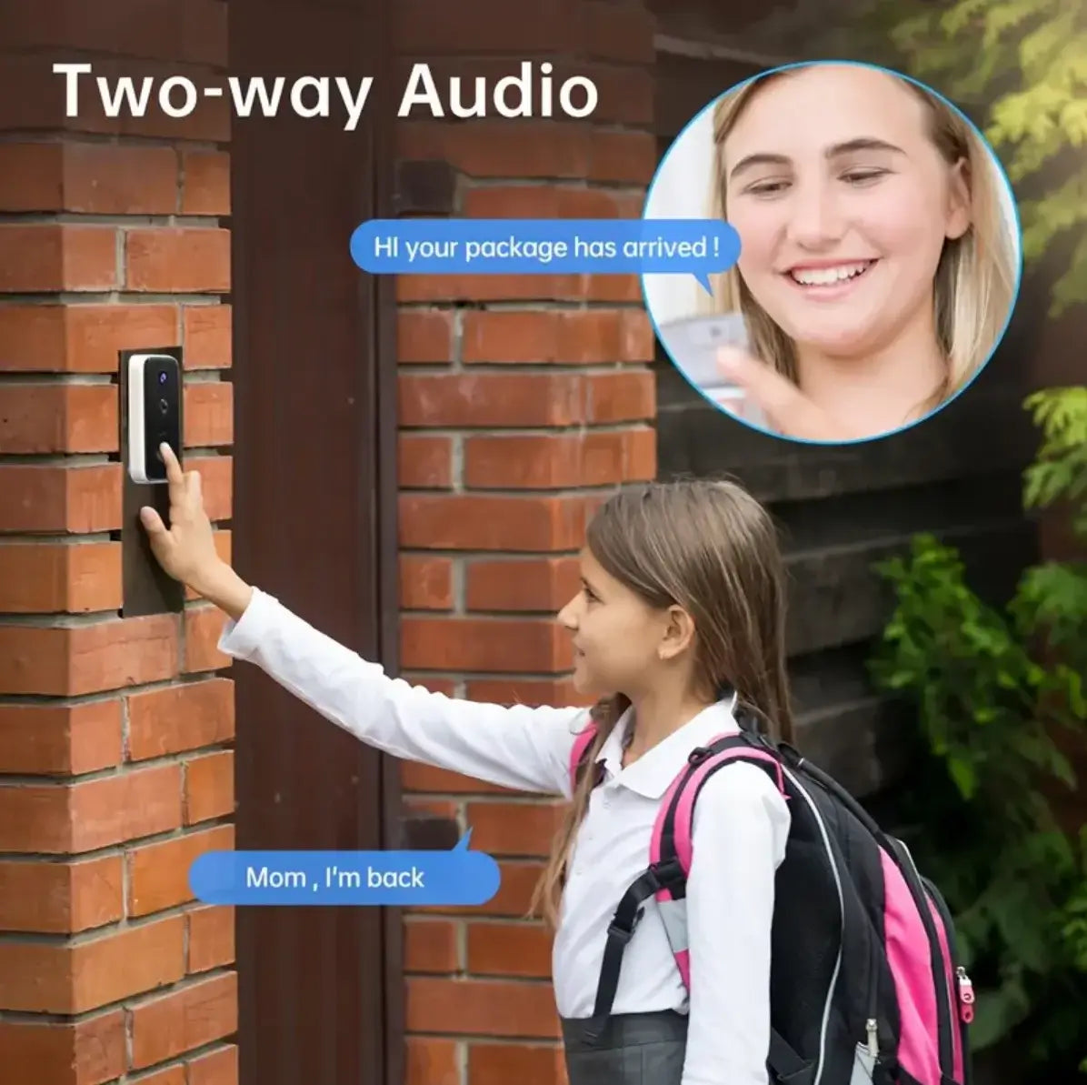 2K Wireless Doorbell Camera Intelligent Visual Doorbell Home Intercom HD Night Vision 2.4GWiFi Rechargeable Security