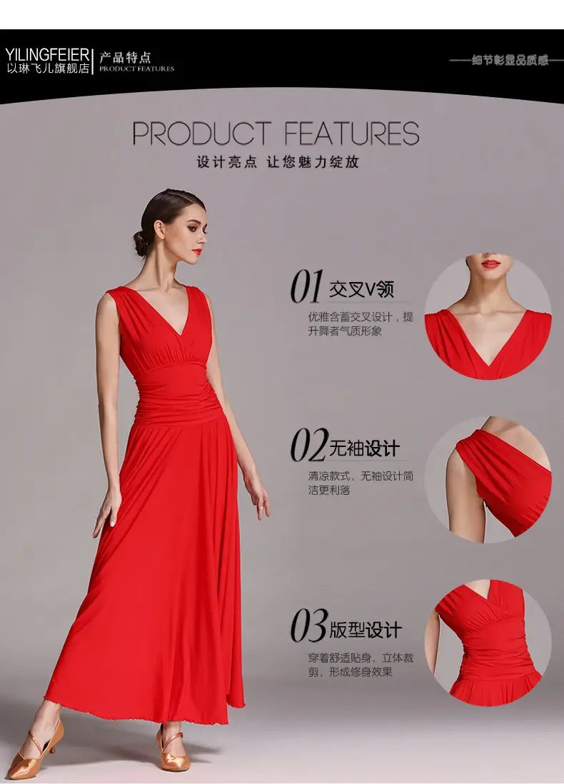 NEW Latin Ballroom Dance Dress Salsa Waltz Foxtrot long evening Dress S8006
