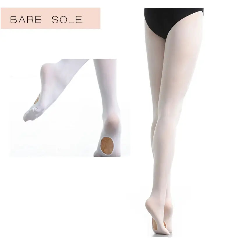 Convertible Ballet Tights for Girls & Women – Soft Seamless Dance Pantyhose with Hole