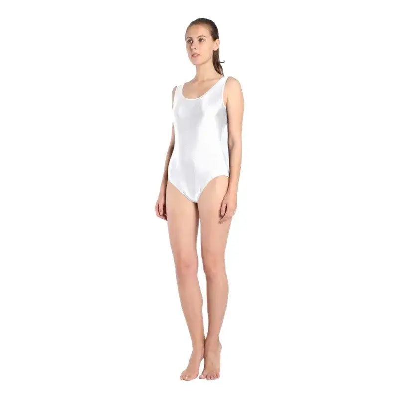 Adult Women Metallic Gymnastics Leotard – Ballet Dancewear Bodysuit in White Black Green Orange