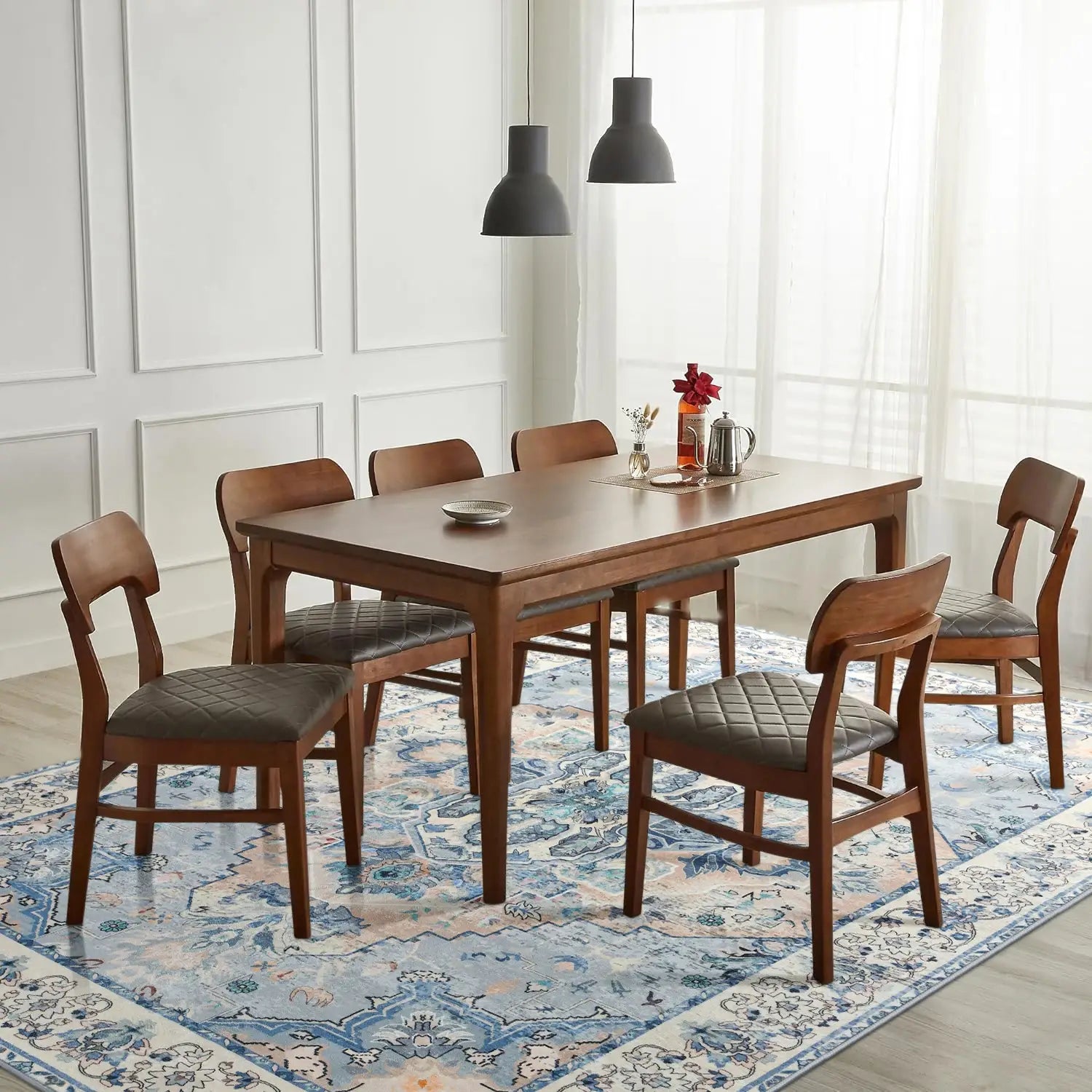 Soft Vintage Floral Area Rug – Non-Slip Low-Pile Carpet for Living Room Bedroom Dining & Kitchen