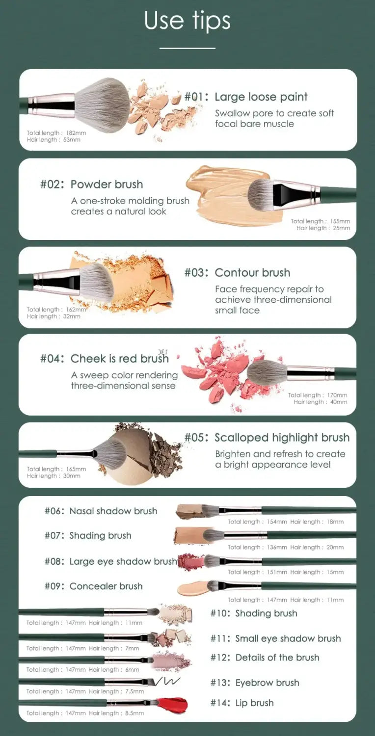 14Pcs Makeup Brush Set – Soft Fluffy Cosmetic Tools for Foundation Blush Eyeshadow & Powder